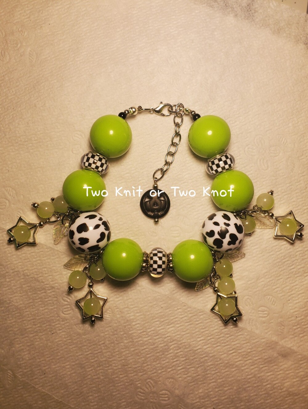 NWT 4-in-1 OOAK Retro Chunky Beaded Bracelet Anklet Pet Collar Bag Charm Y2K
